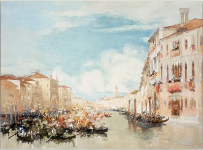 A Festa on the Grand Canal, Venice by Clara Montalba